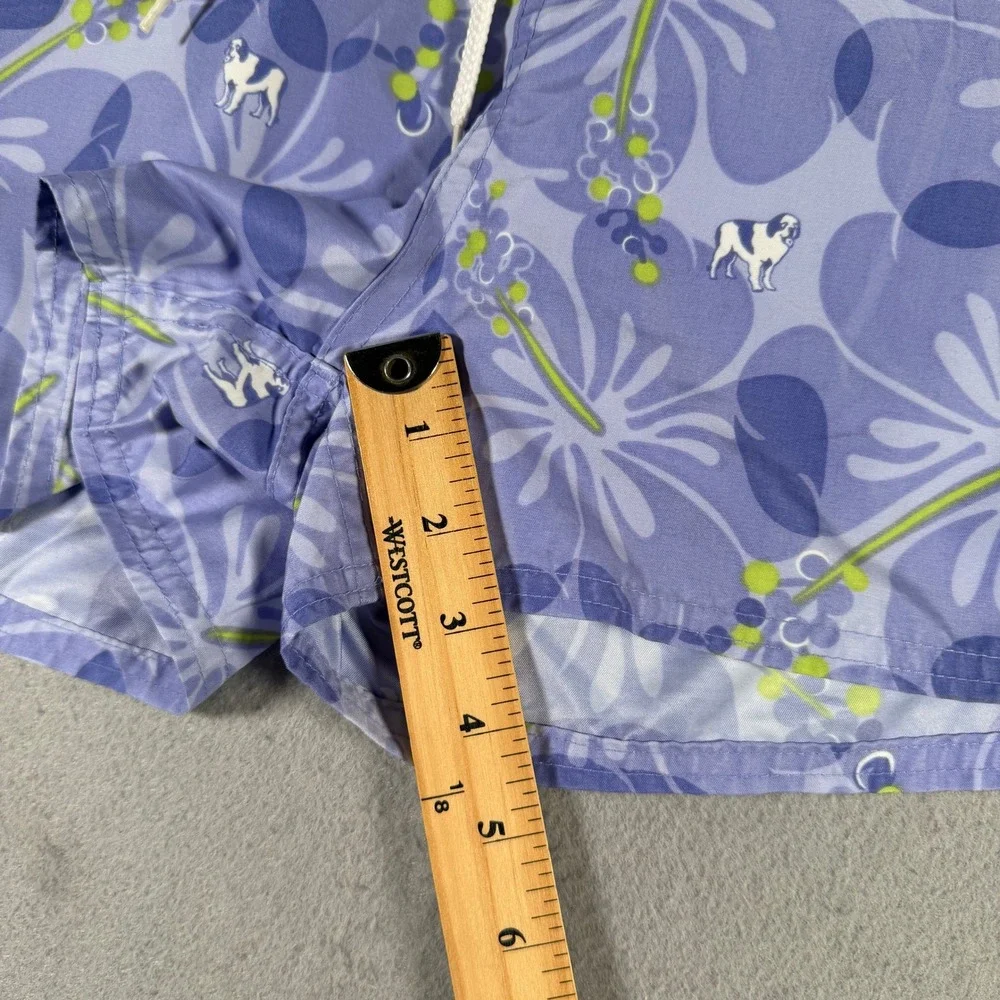 Big Dogs Mens XL Purple Tropical Floral Dog Print Swim Trunks Board Shorts 30-38